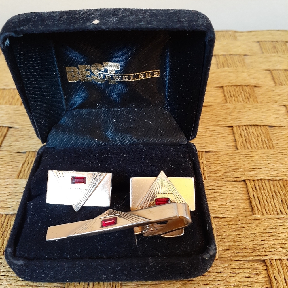 Vintage red rhinestone Cufflinks